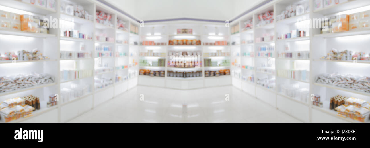 panorama on medicine cabinet and store medicine and pharmacy stock