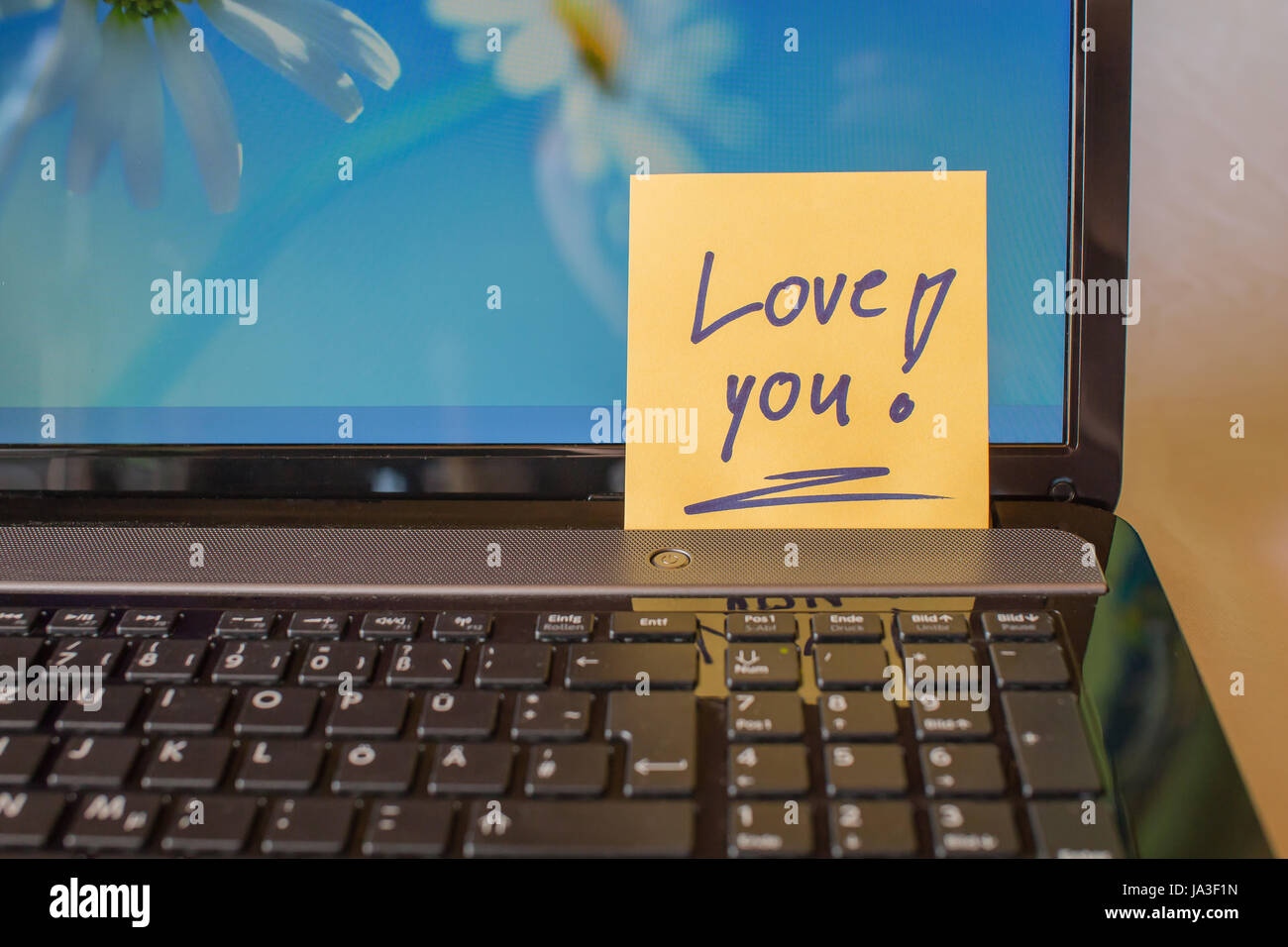 laptop love you Stock Photo
