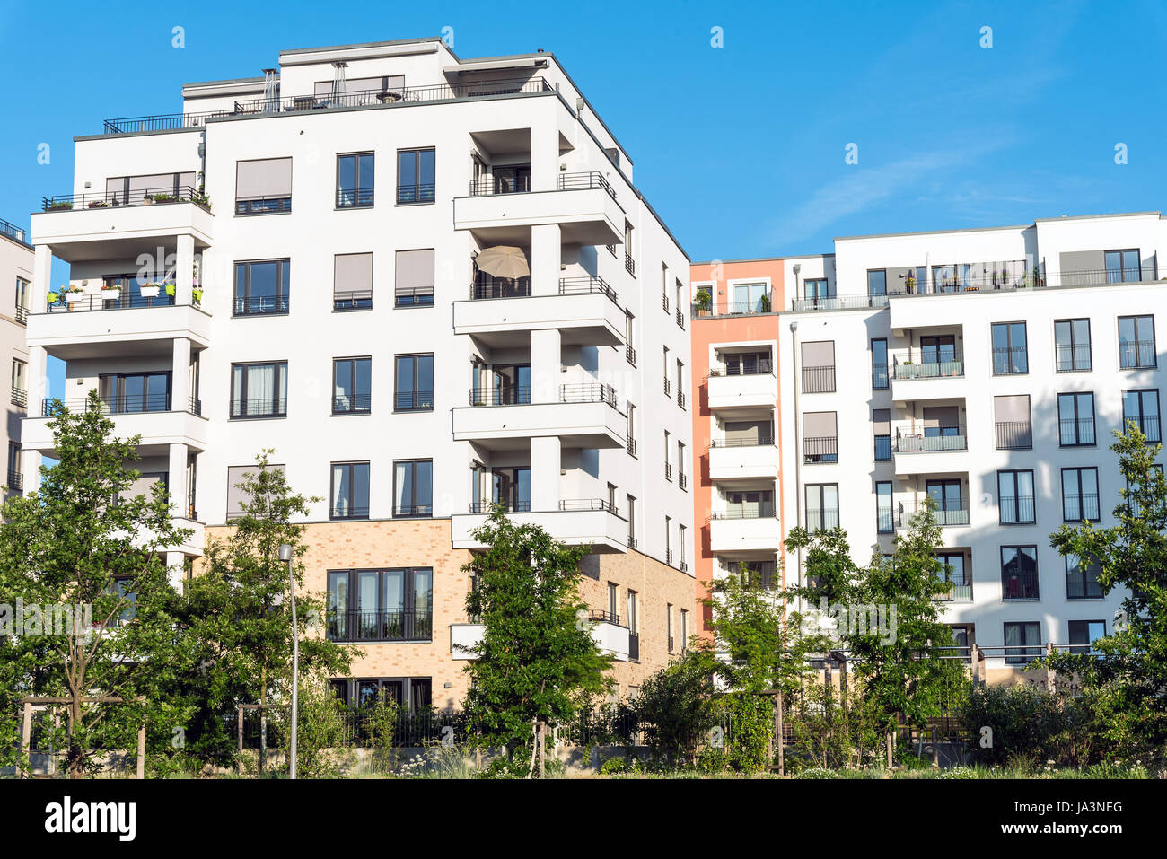 White modern apartment houses seen in Berlin, Germany Stock Photo - Alamy