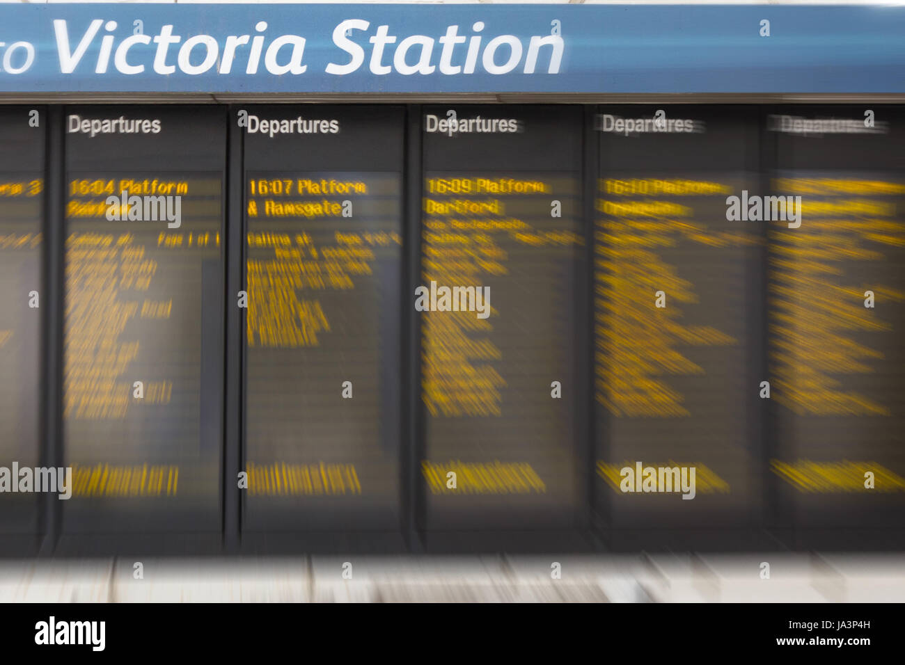 London, England - may 30, 2017: Departures board display at Victoria Station in London, England. Stock Photo