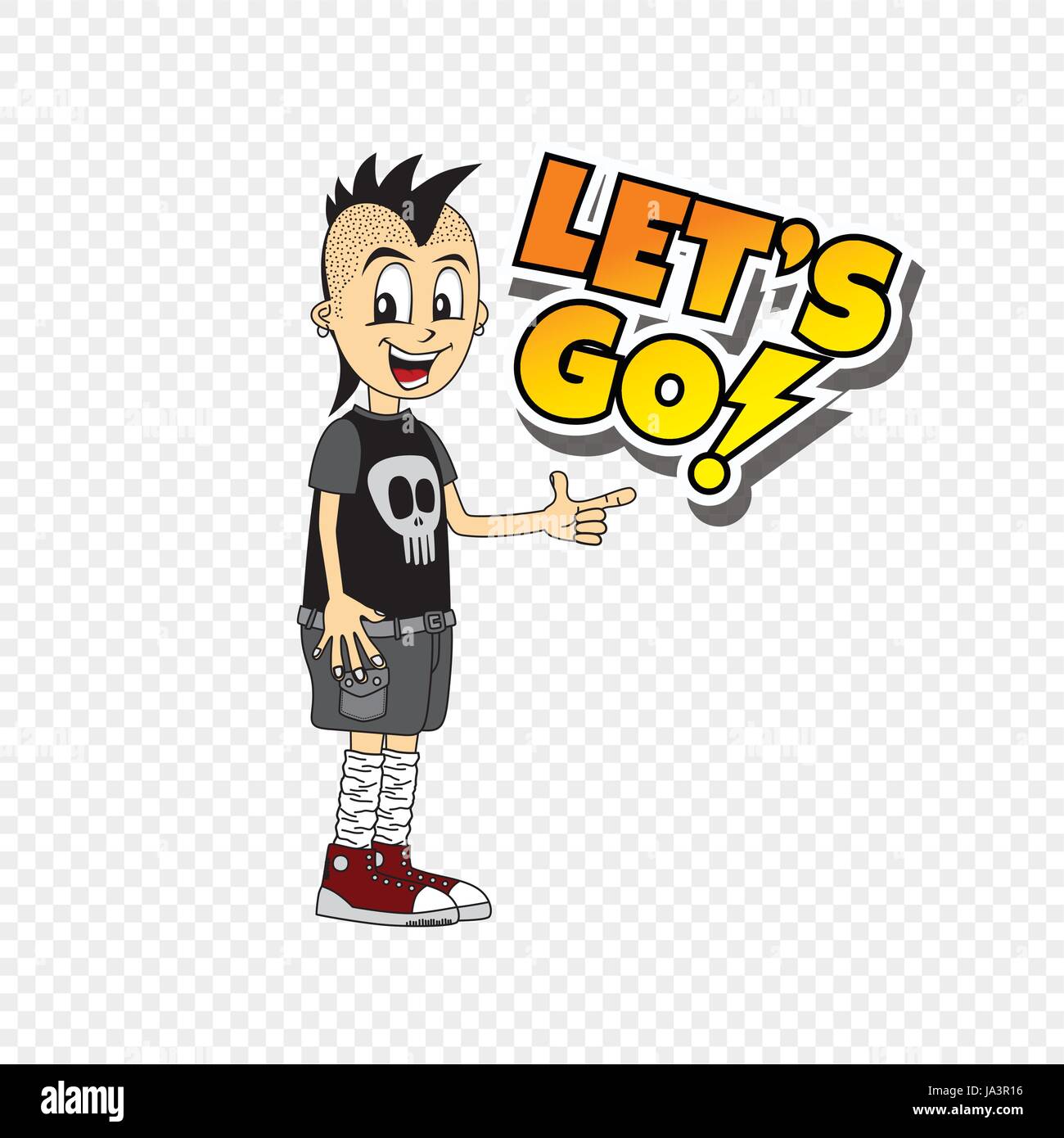 male cartoon character let's go text theme vector art illustration ...
