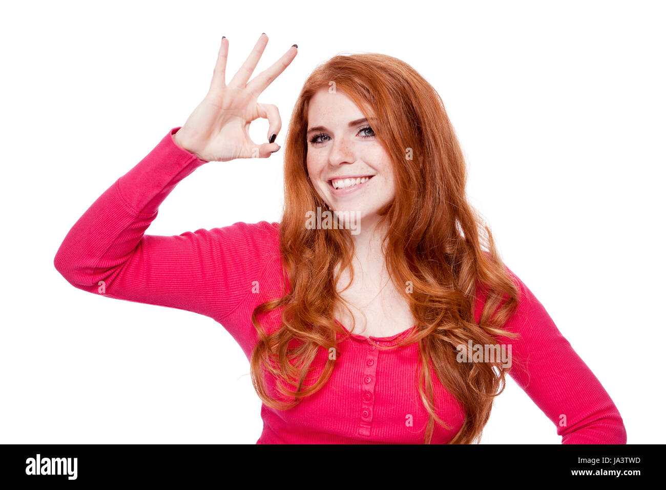 young expressive attractive woman portrait isolated Stock Photo
