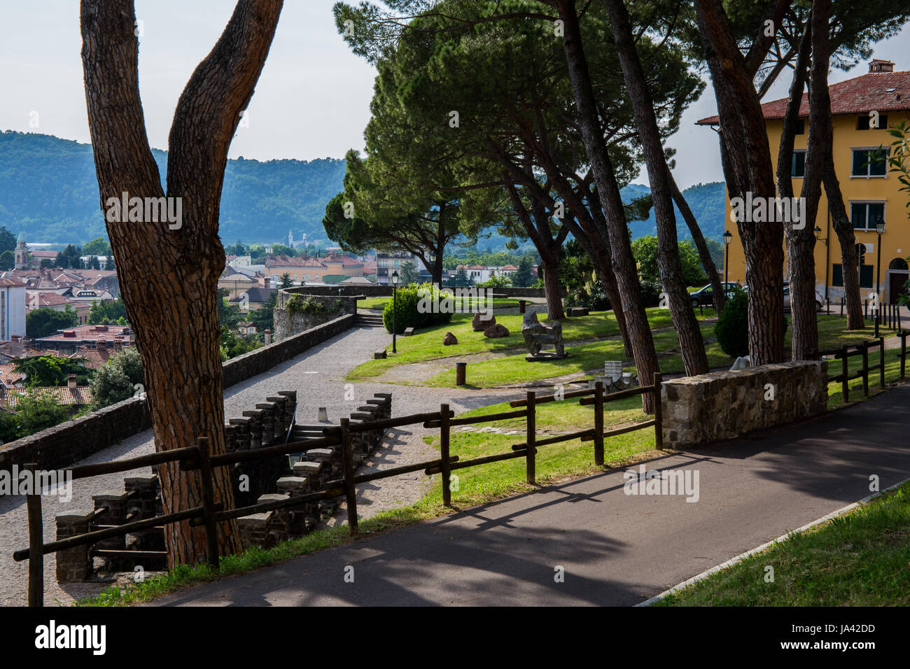 Park on the courtyard of Gorizia's Castle Stock Photo