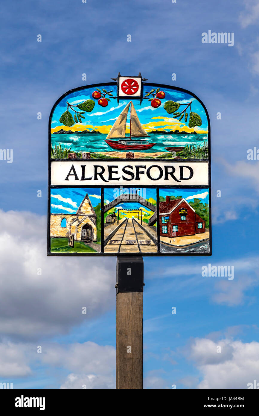 ALRESFORD VILLAGE SIGNPOST, ESSEX Stock Photo Alamy