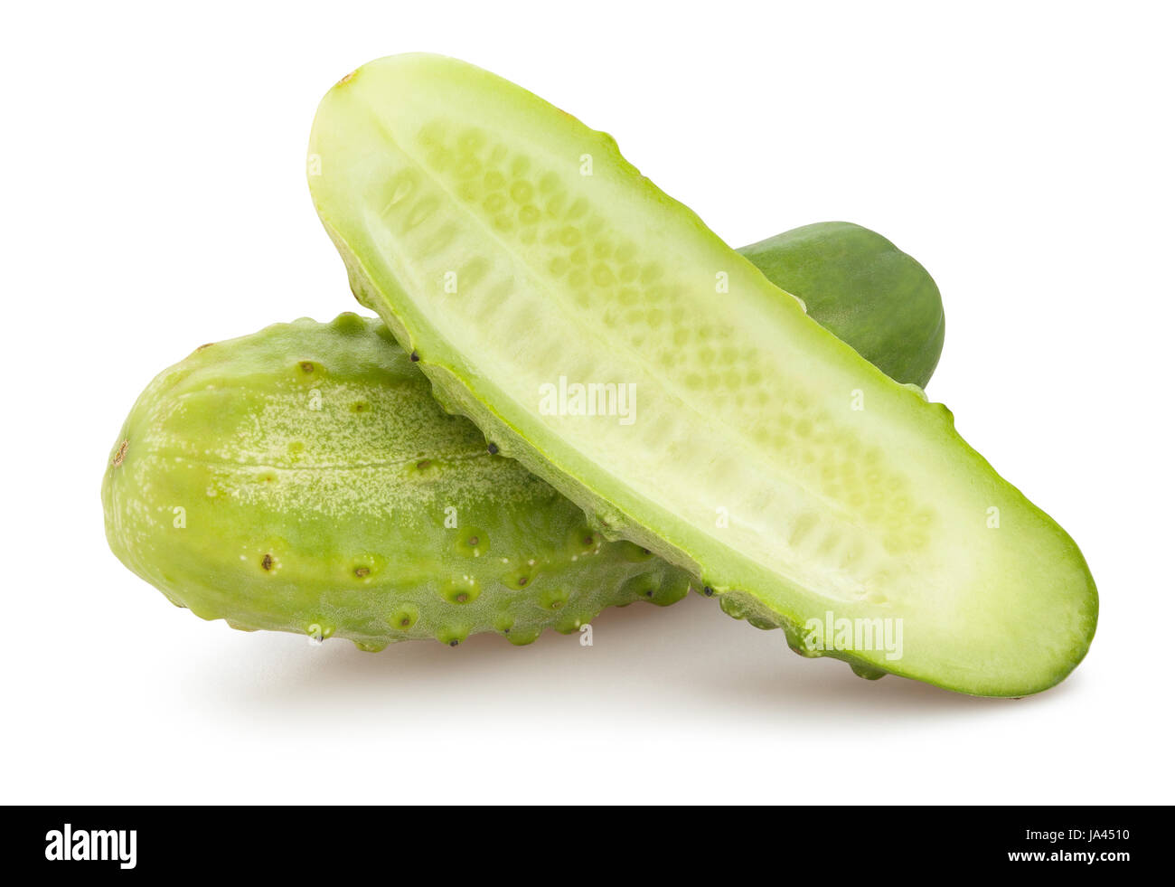 sliced cucumber isolated Stock Photo