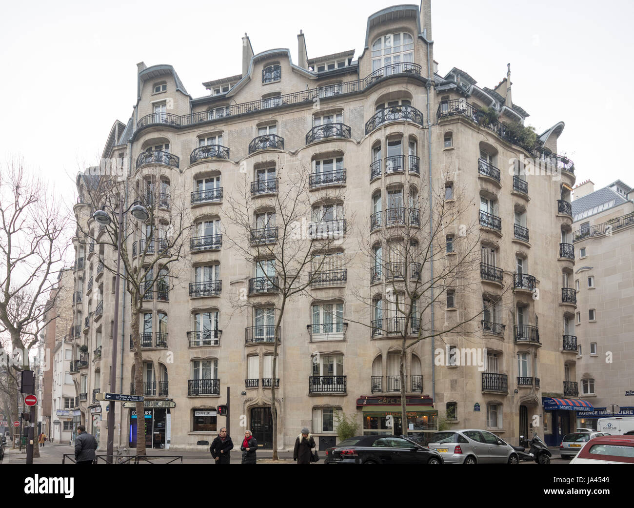 Apartment building by Hector Guimard, 17-19 Rue la Fontaine, Paris, France Stock Photo