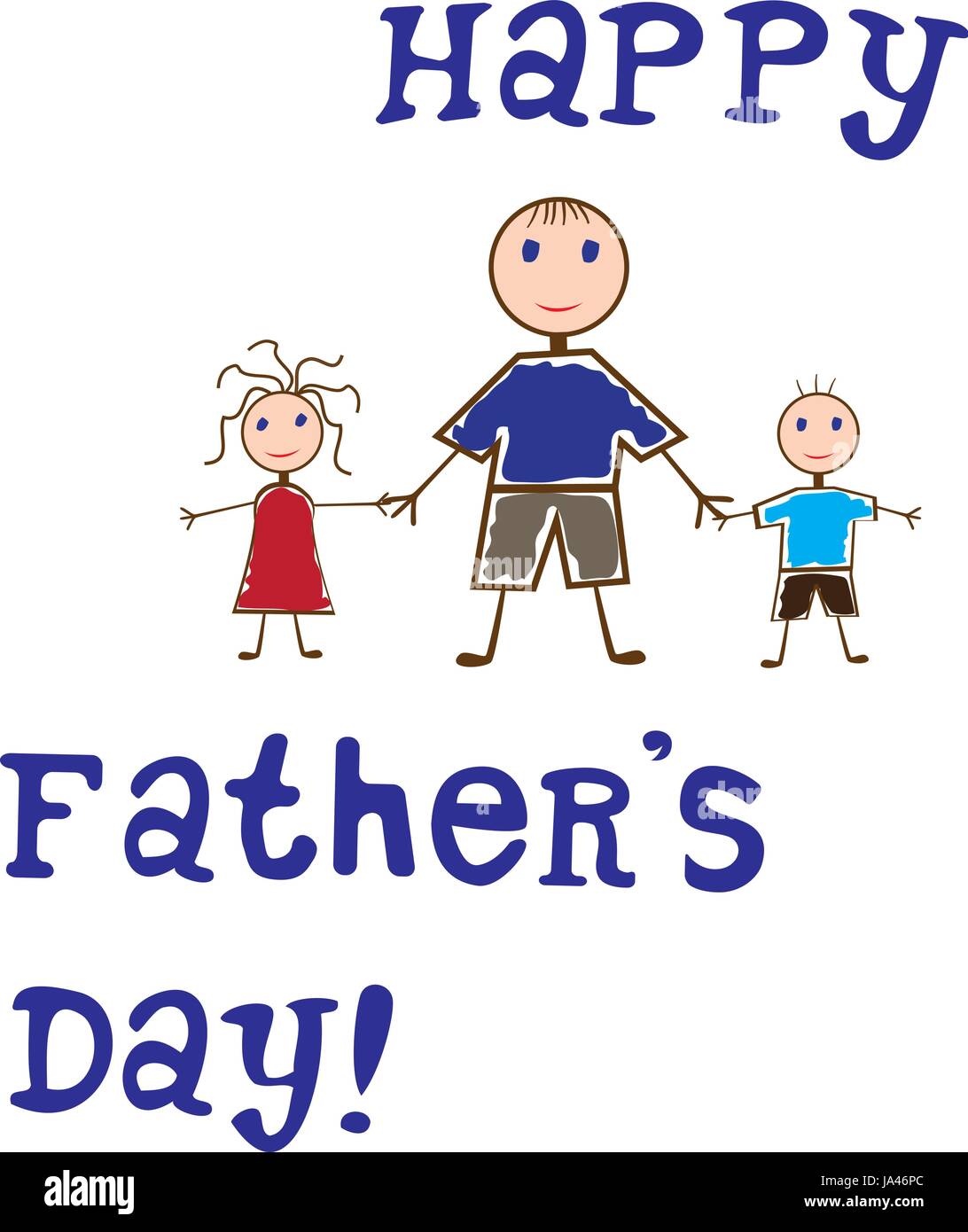 vector illustration of happy father's day cartoon characters Stock ...