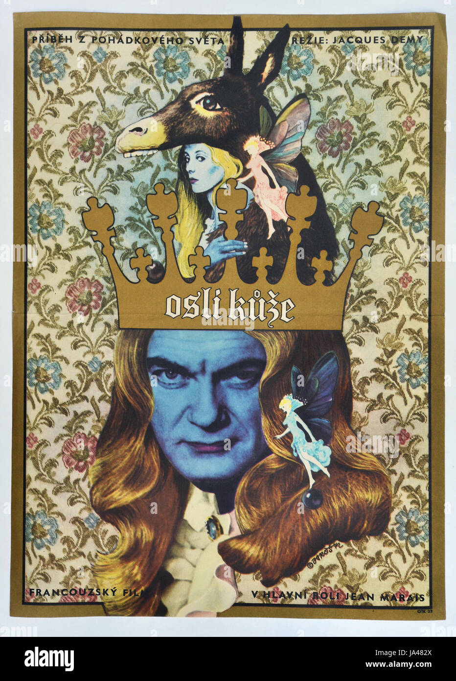 Donkey Skin. Original Czechoslovak movie poster for French movie with Jean Marais and Catherine Deneuve, 1970. Stock Photo