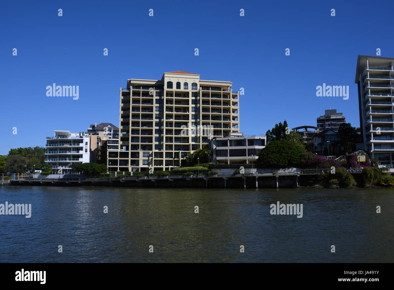 Kangaroo Point, Brisbane, Australia: High-rise apartment buildings lining the Brisbane River Stock Photo