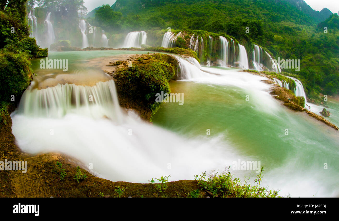 Nice waterfall in Cao Bang h province northern Vietnam Stock Photo