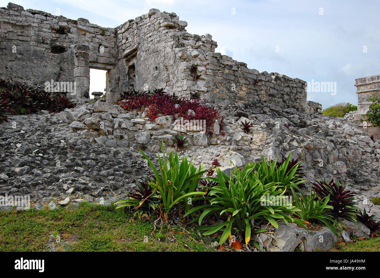 Mayan Ruins, Tulum, Quintana Roo, Mexico Stock Photo