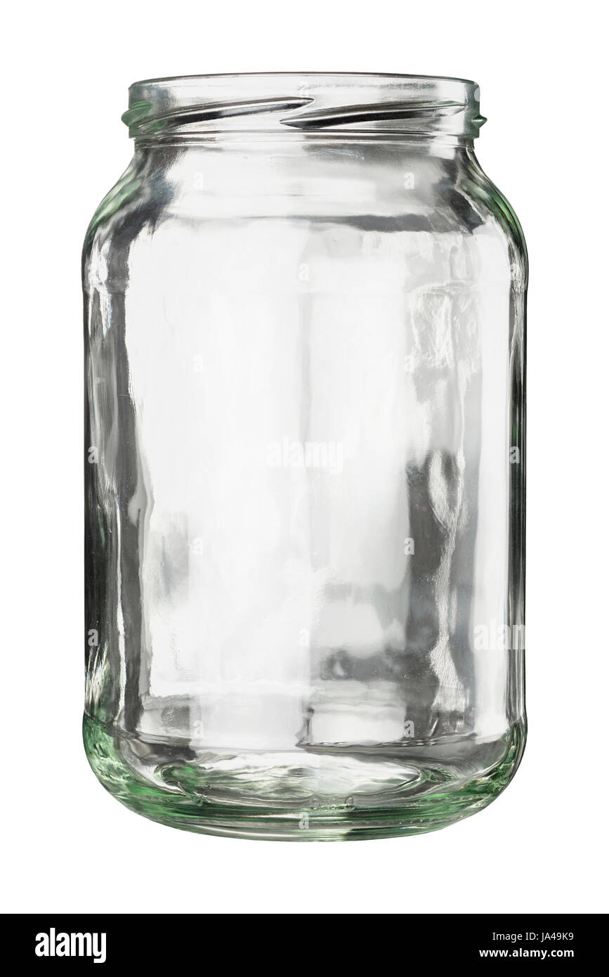 Open empty glass jar isolated on white with clipping path Stock Photo -  Alamy