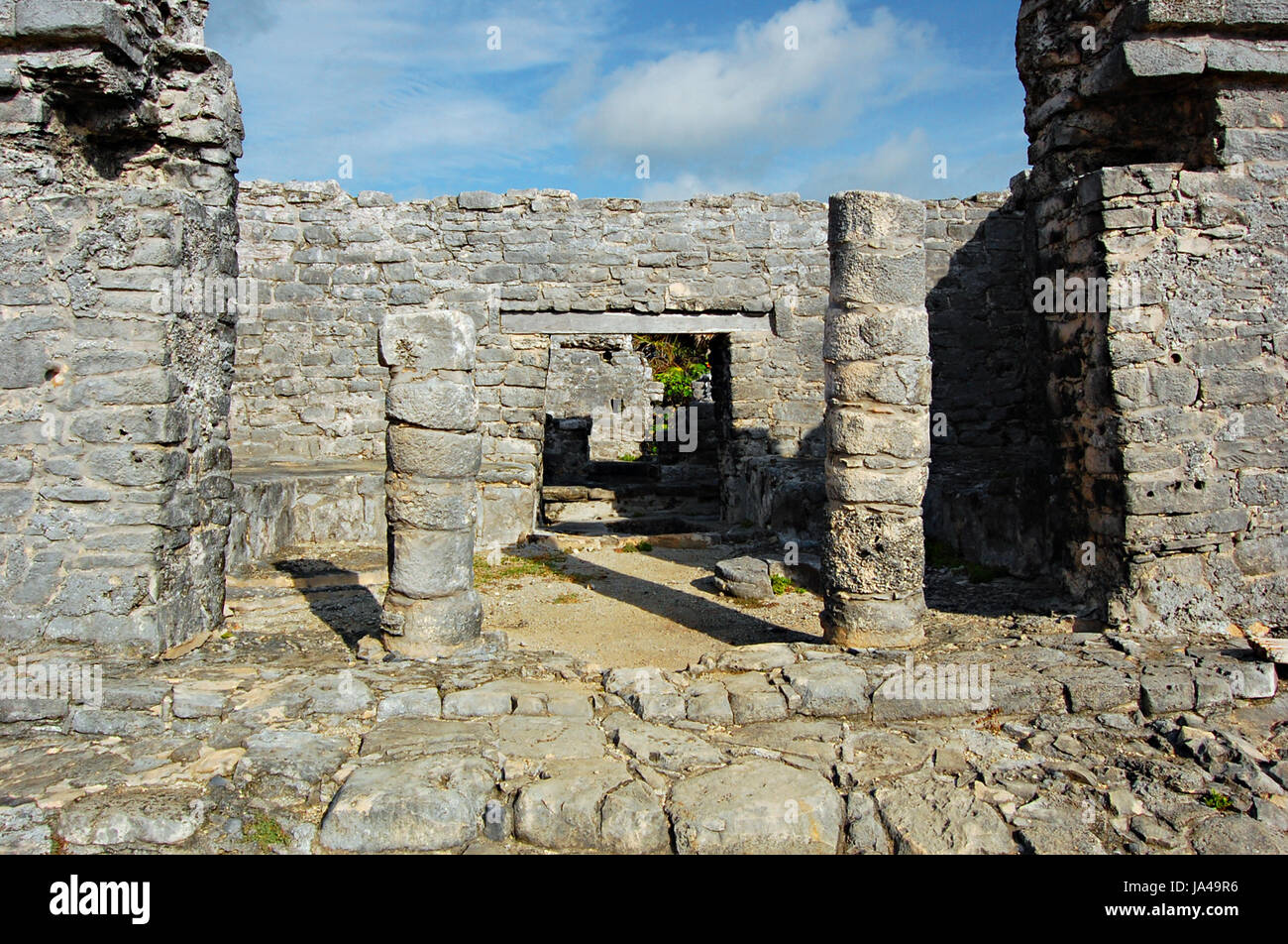 Mayan Ruins, Tulum, Quintana Roo, Mexico Stock Photo