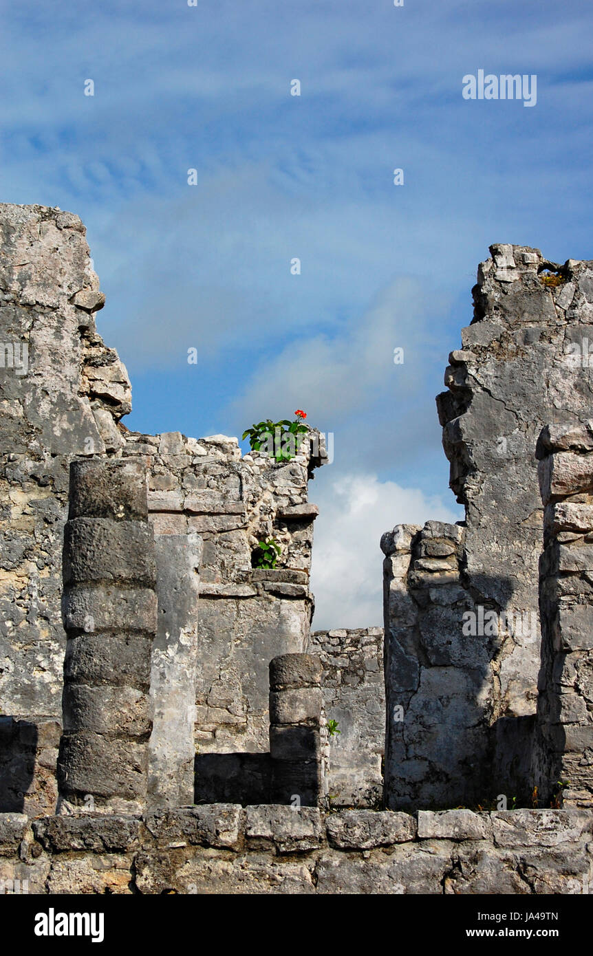 Mayan Ruins, Tulum, Quintana Roo, Mexico Stock Photo