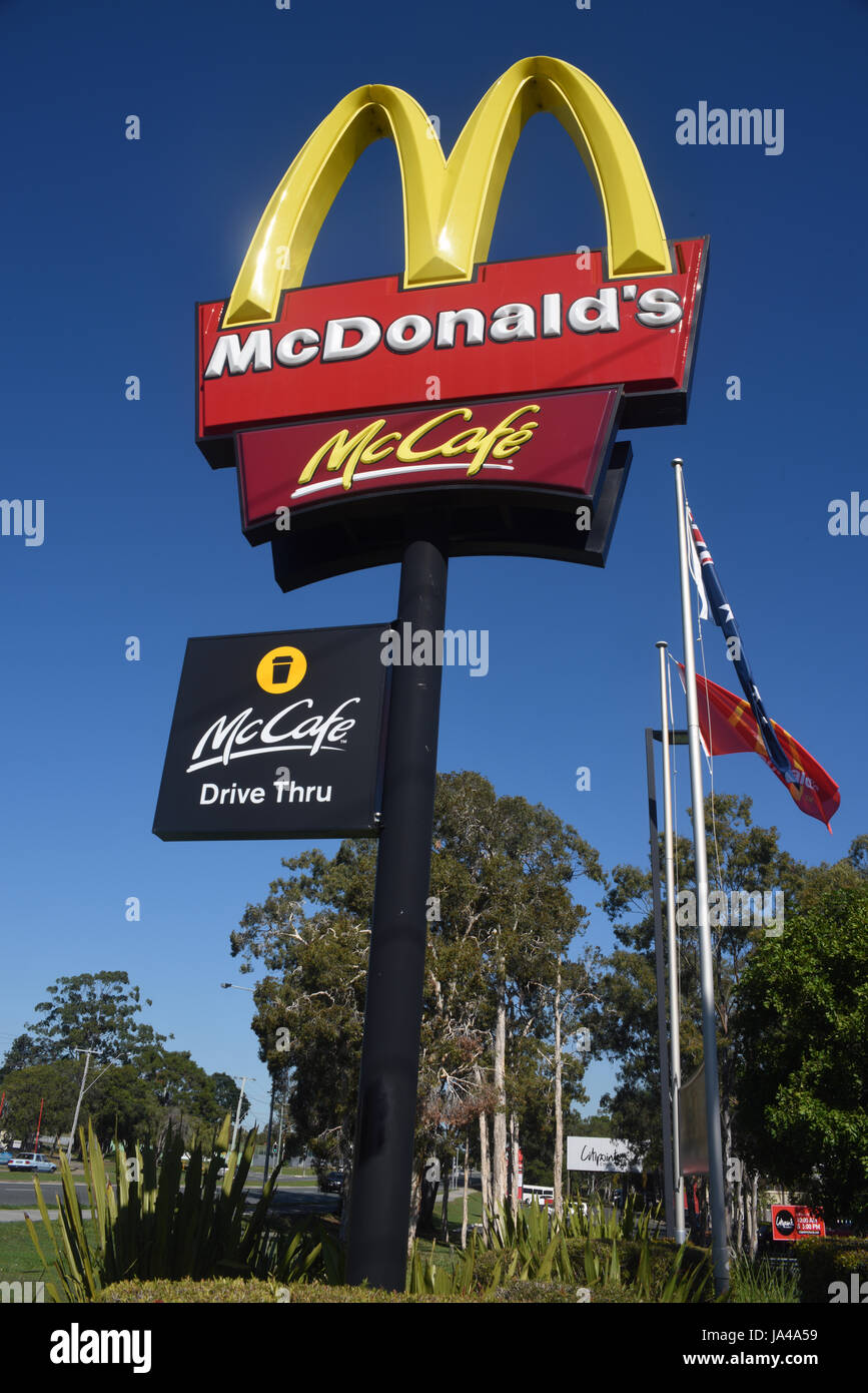 Redcliffe, Australia: McDonalds McCafe signs Stock Photo - Alamy