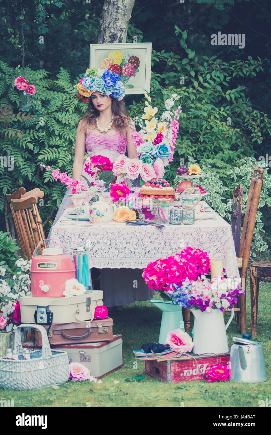 Vintage tea party styled shoot Stock Photo