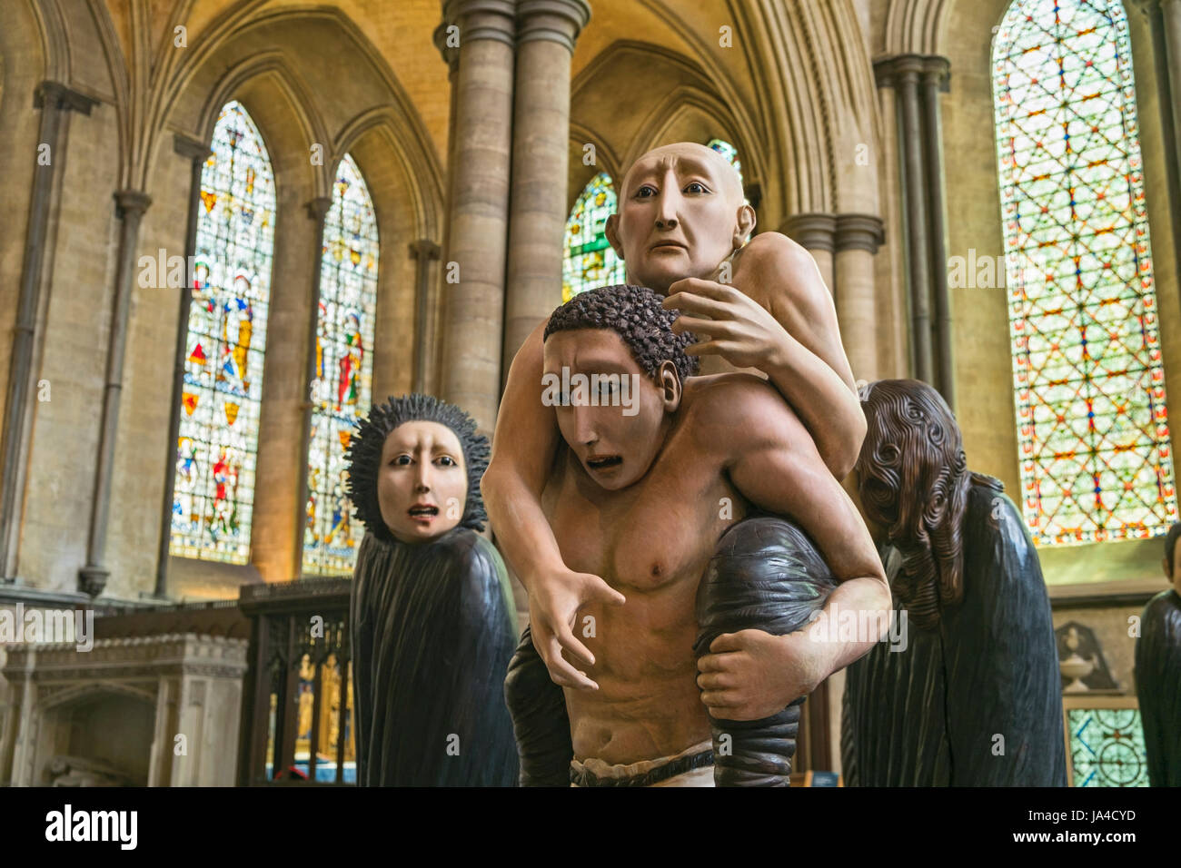 Shadows of the Wanderer statues Salisbury Cathedral Wiltshire UK Stock Photo