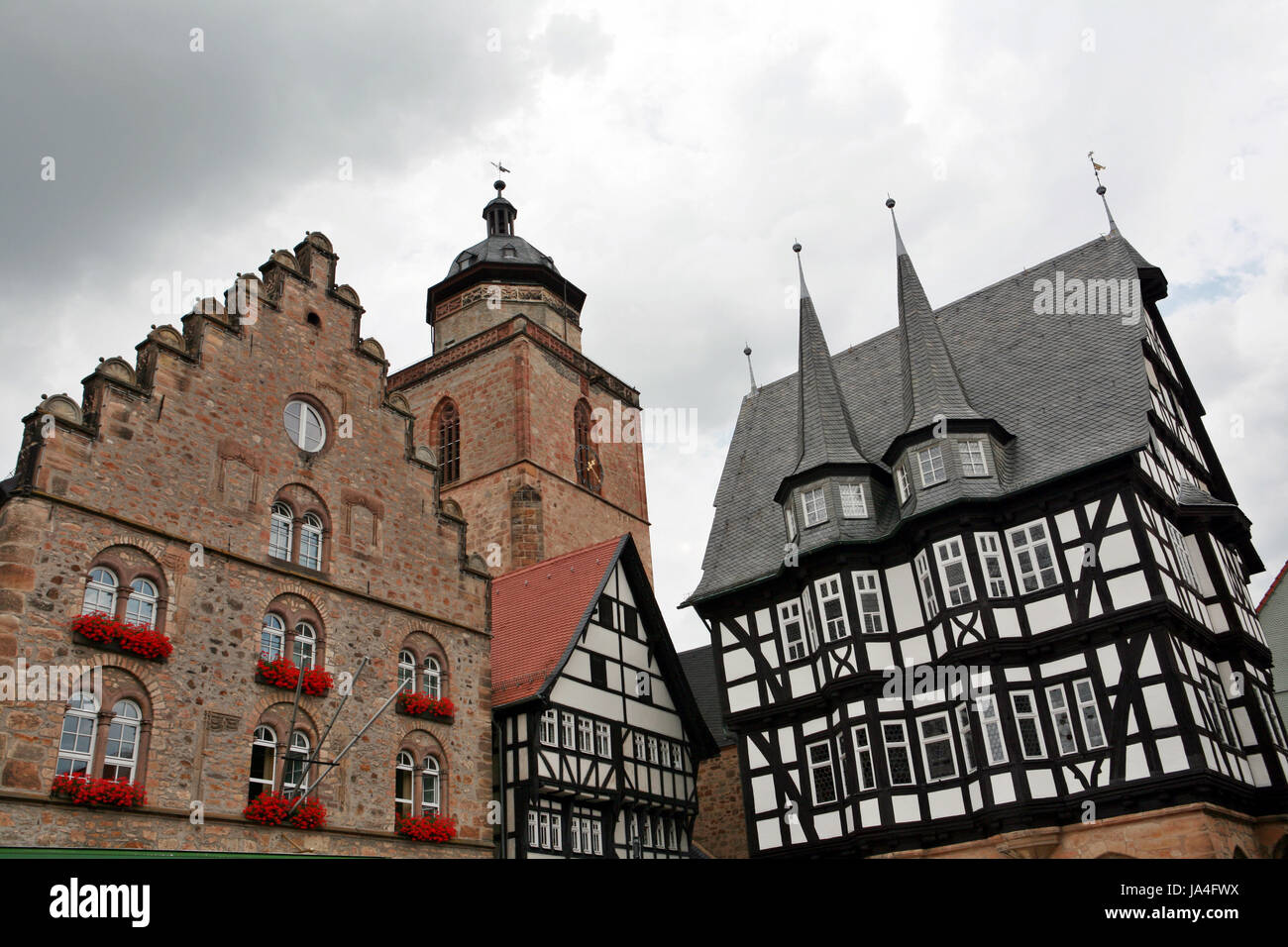 historical, church, old town, town hall, hesse, medieval, german