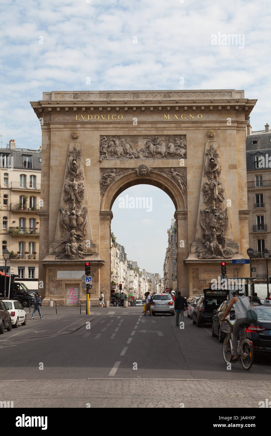 Paris France triumphal arch at the Porte Saint Denis build by