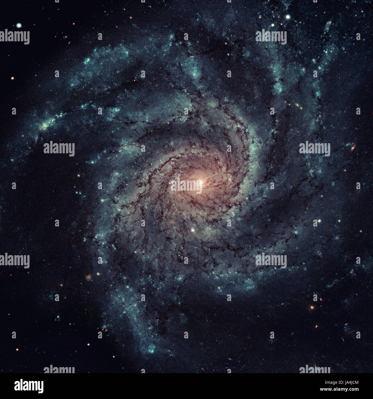 The Pinwheel Galaxy, also known as Messier 101, M101 or NGC 5457, is a face-on spiral galaxy in the constellation Ursa Major. Retouched image with sma Stock Photo