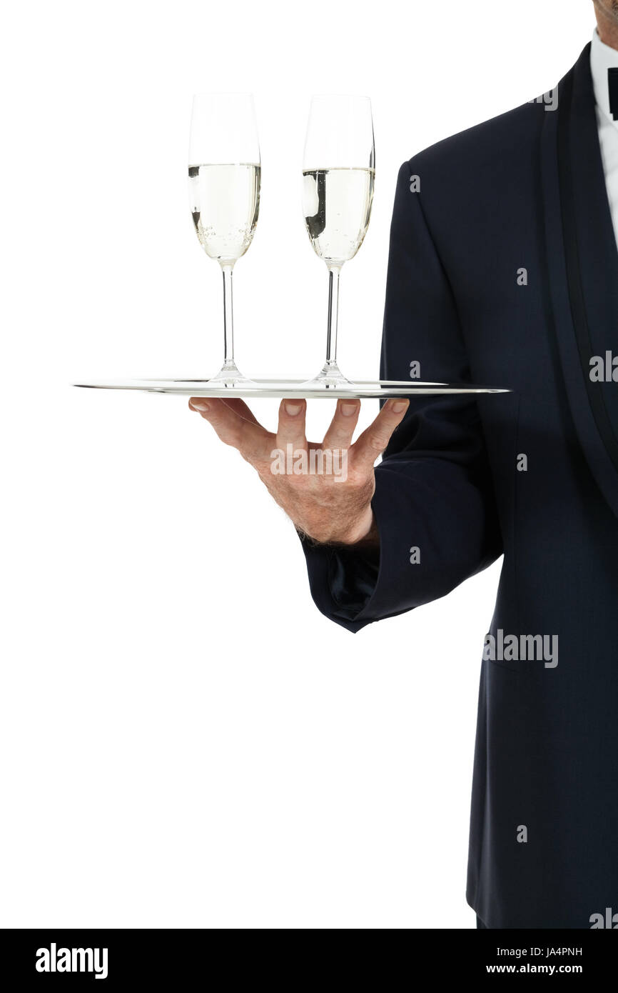 Silver tray with drinks waiter hi-res stock photography and images - Alamy