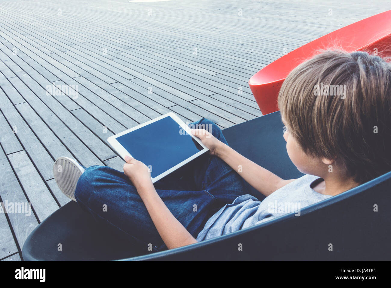 Child computer back view school hi-res stock photography and images - Alamy