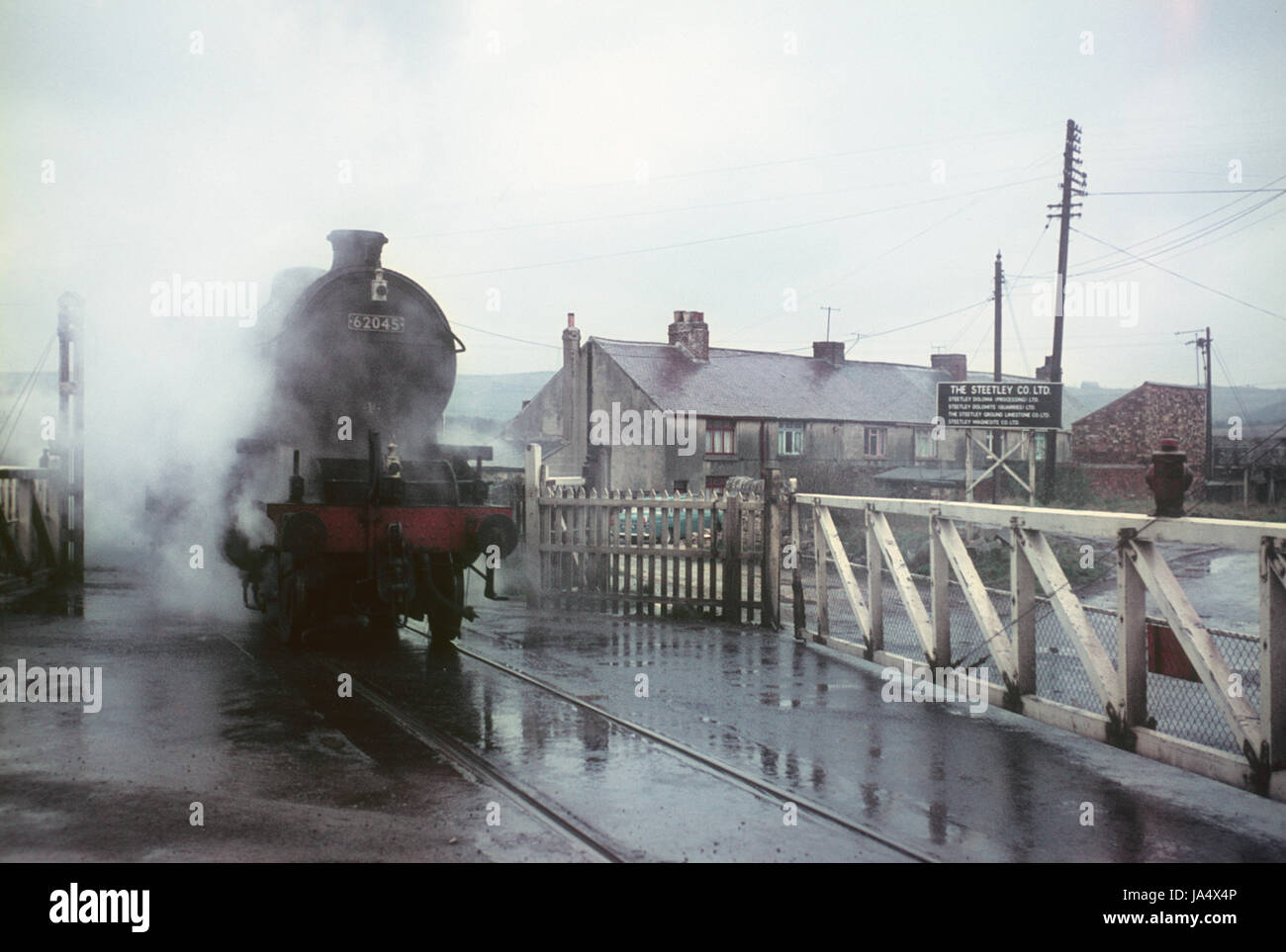 K1 No 62045 steam engine at Coxhoe level crossing, Coxhoe County Durham in mid sixties Stock Photo
