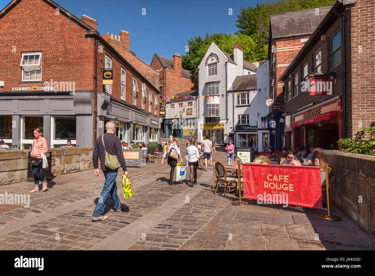 25 May 2017 Shoppers in Silver Street, Durham City, England, UK, on a