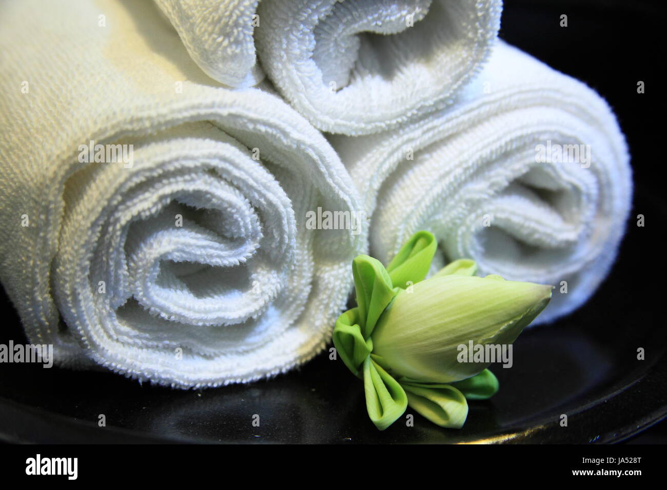 flower, plant, lotus, towels, resort, bathroom, spa, mineral spring, medicinal Stock Photo