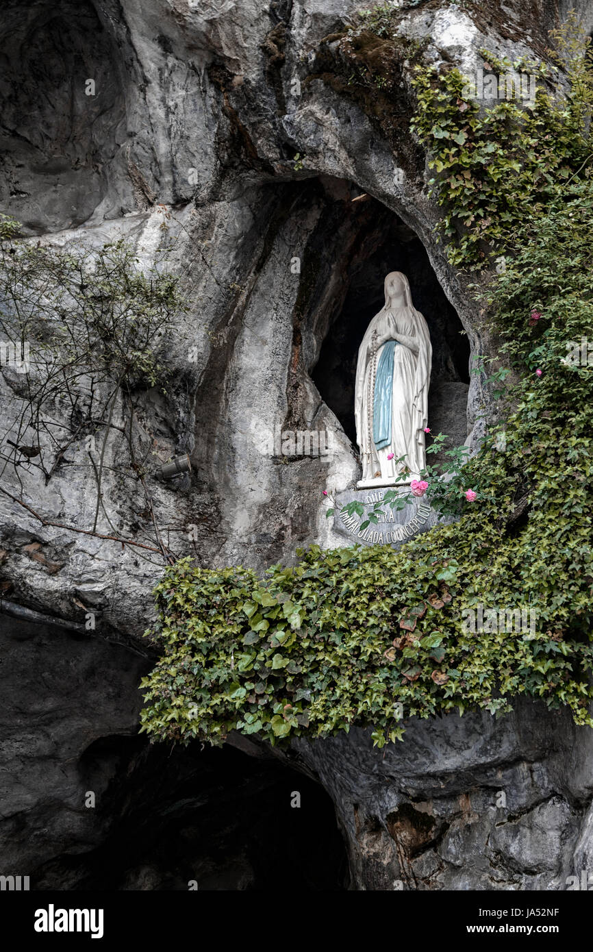 Grotto of the Virgin Immaculate Conception in Lourdes, France Stock