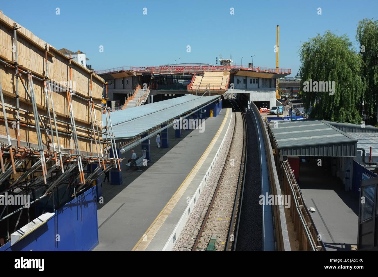 Elizabeth line (Crossrail) construction work underway at Abbey Wood railway station. South-east London, England, United Kingdom. May 25, 2017. Stock Photo