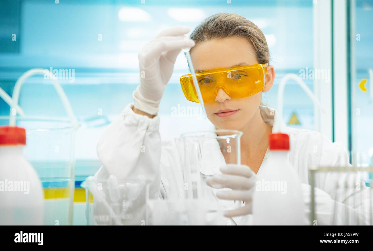 Woman in lab, researcher, doctor Stock Photo