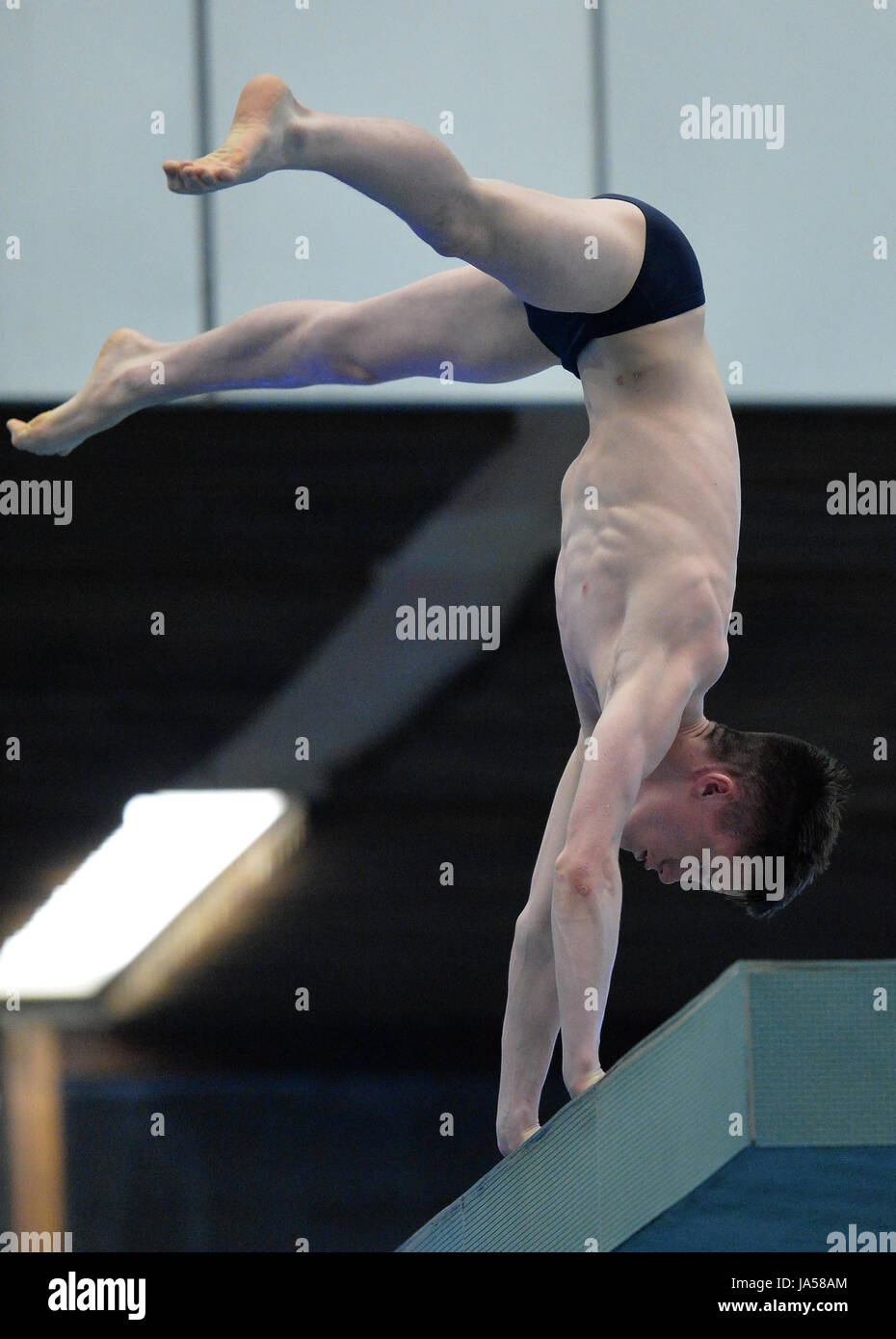 Owen Harrison competing in the mens 10m platform final during the ...