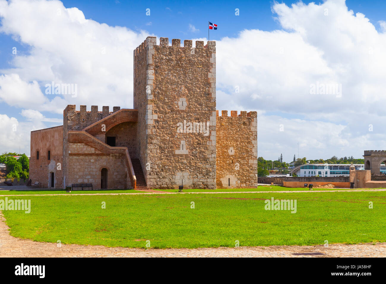The Fortaleza Ozama exterior. Ozama Fortress is a sixteenth-century castle in Santo Domingo, Dominican Republic Stock Photo