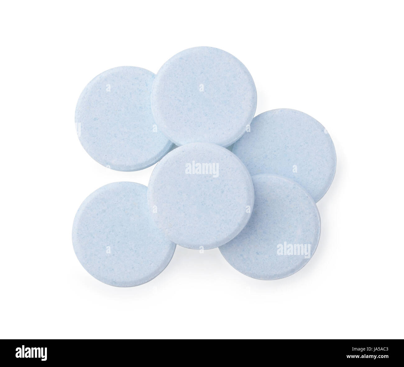 Tablets for cleaning of dental prostheses isolated on white Stock Photo ...