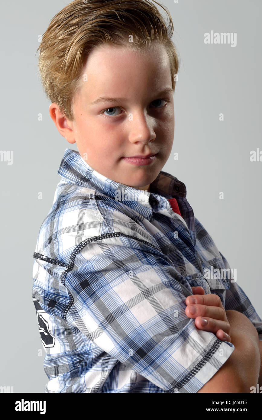 determination, aplomb, awareness of the self, determined, boy, lad, male Stock Photo