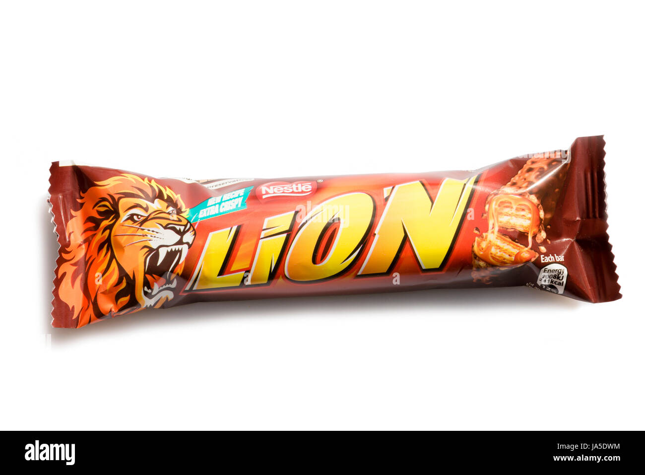Nestle Lion bar, cut out or isolated against a white background. Stock Photo