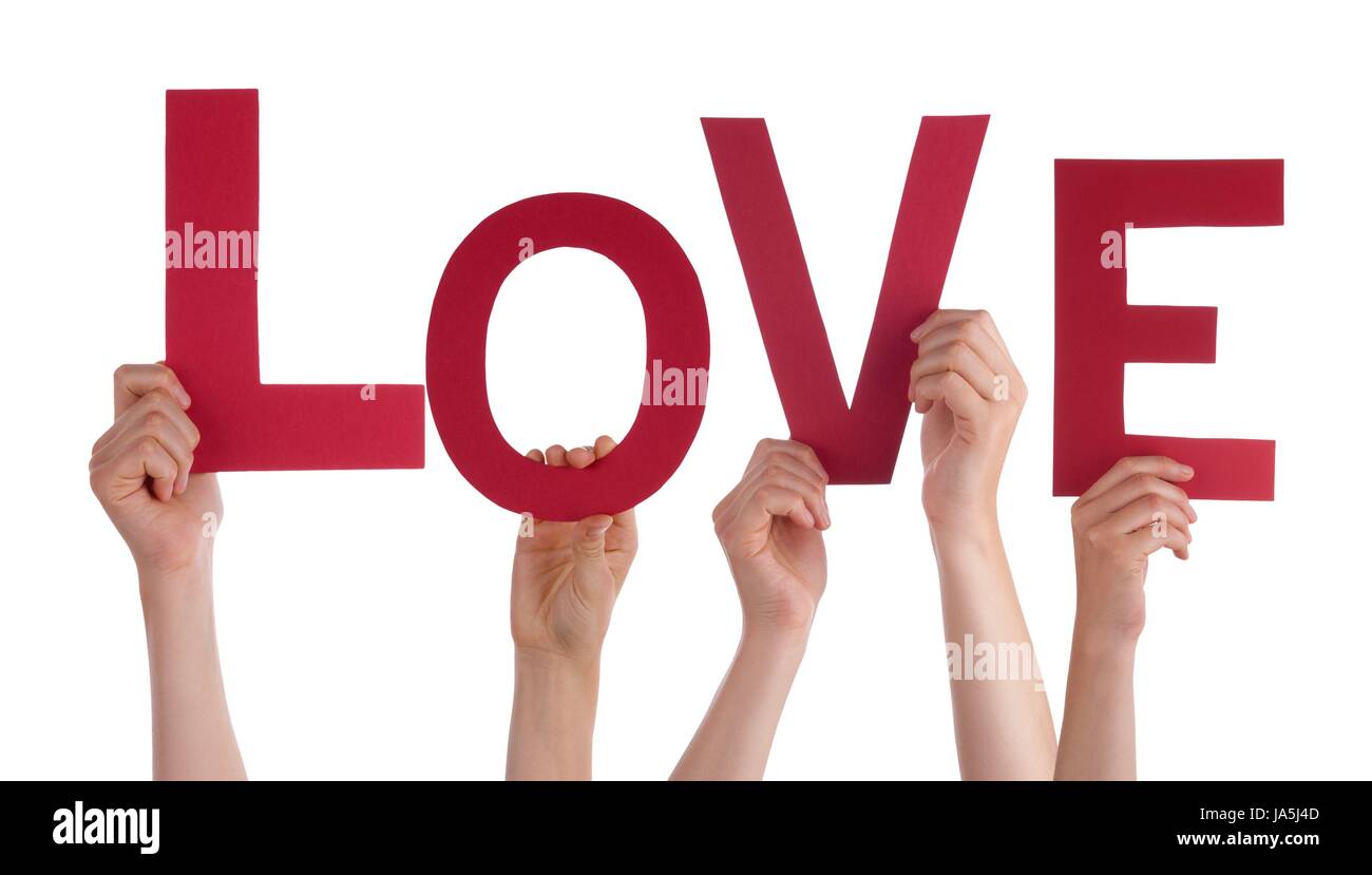 Many People Holding the Word Love, Isolated Stock Photo - Alamy