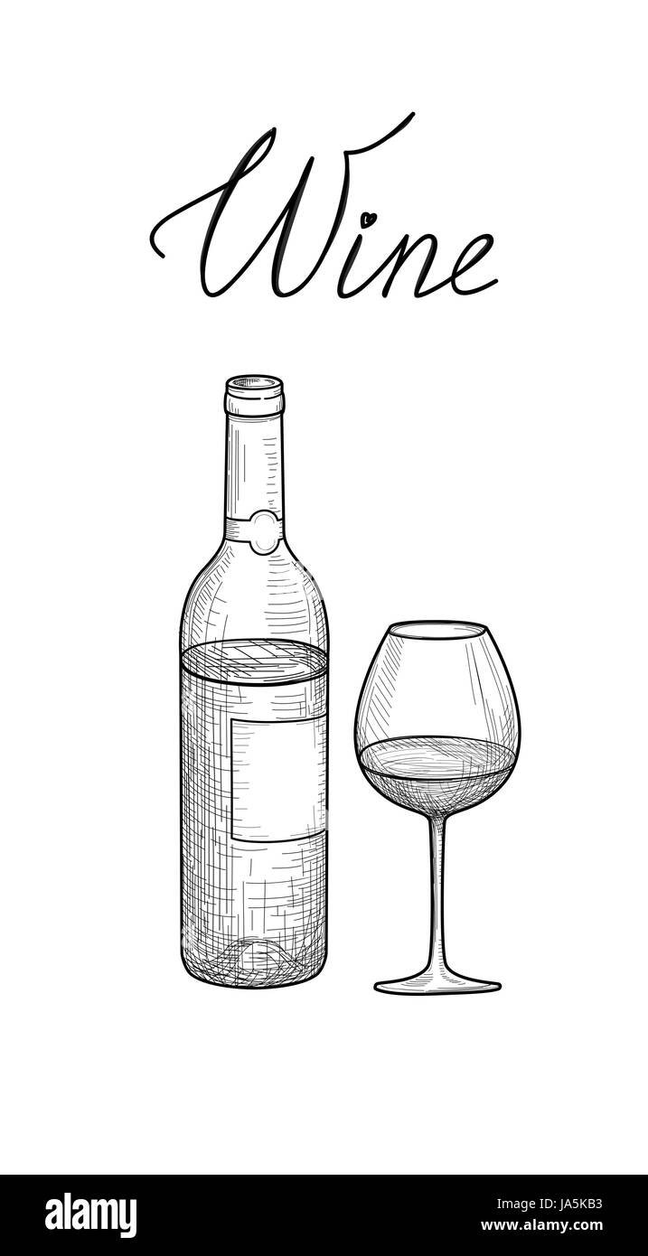 Wine glass. Engraving illustration of wineglass. Utensils sketch ...