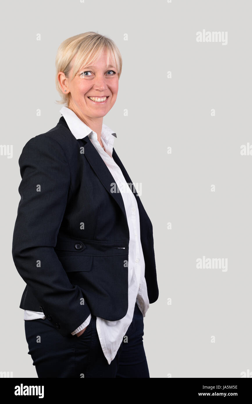 successful and beautiful european mature woman in business dress Stock Photo