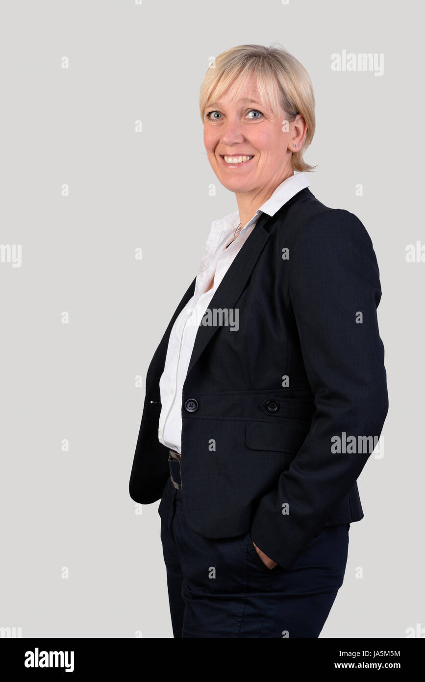 successful and beautiful european mature woman in business dress Stock