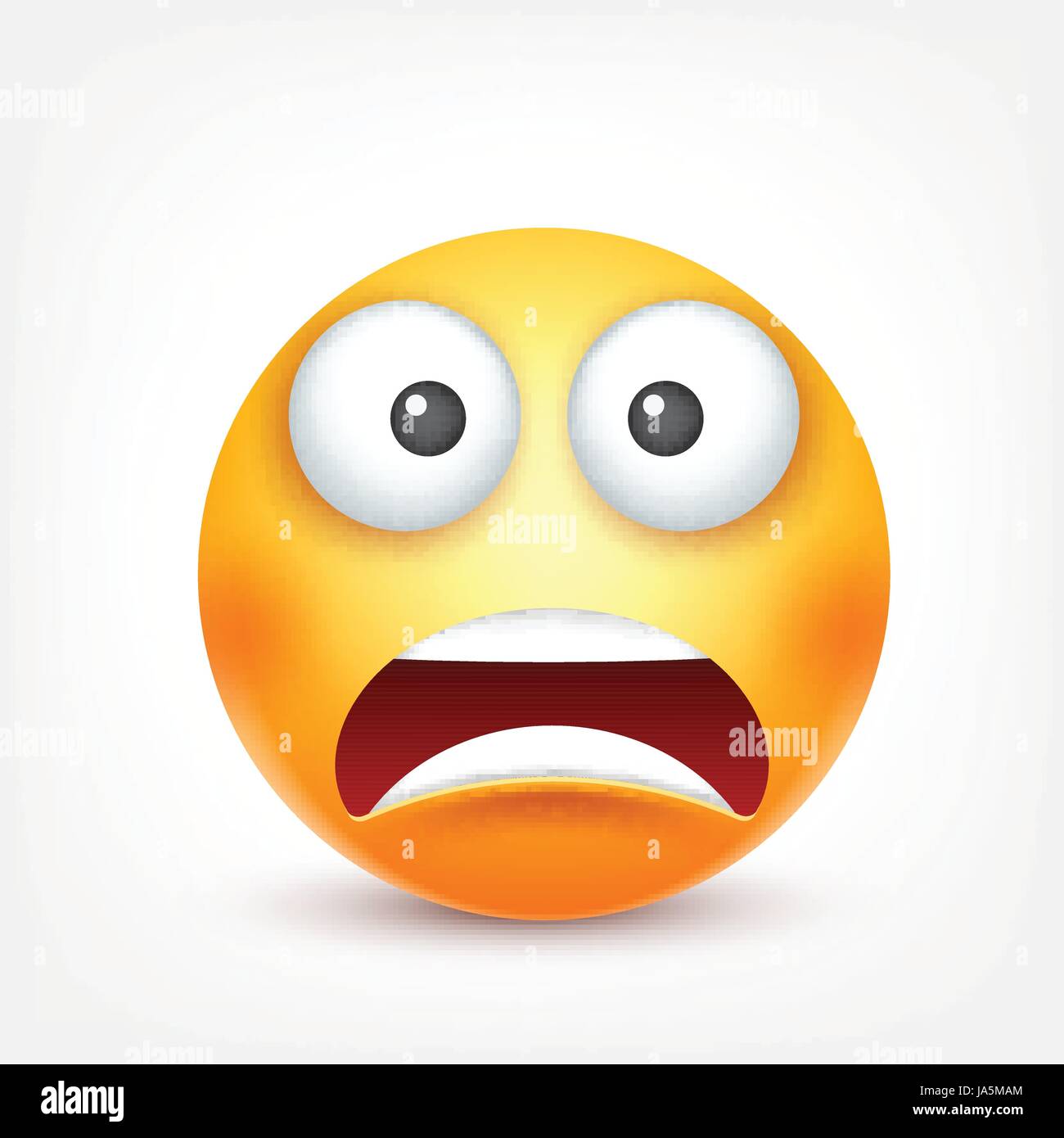 Cartoon face frightened emoji, vector scared facial expression