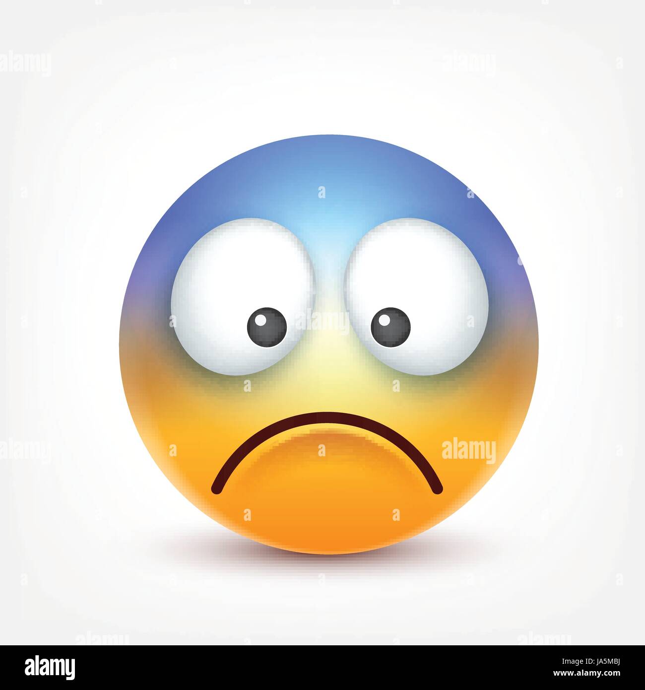 Smiley, sad emoticon. Yellow face with emotions. Facial expression. 3d realistic emoji. Funny cartoon character.Mood. Web icon. Vector illustration. Stock Vector