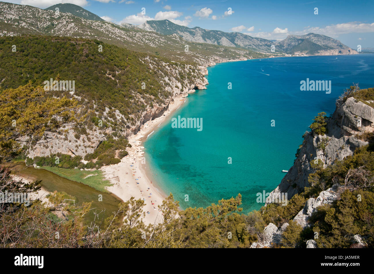 Cala Luna  beach and the coast near Cala Gonone, Dorgali, Sardinia, Italy Stock Photo