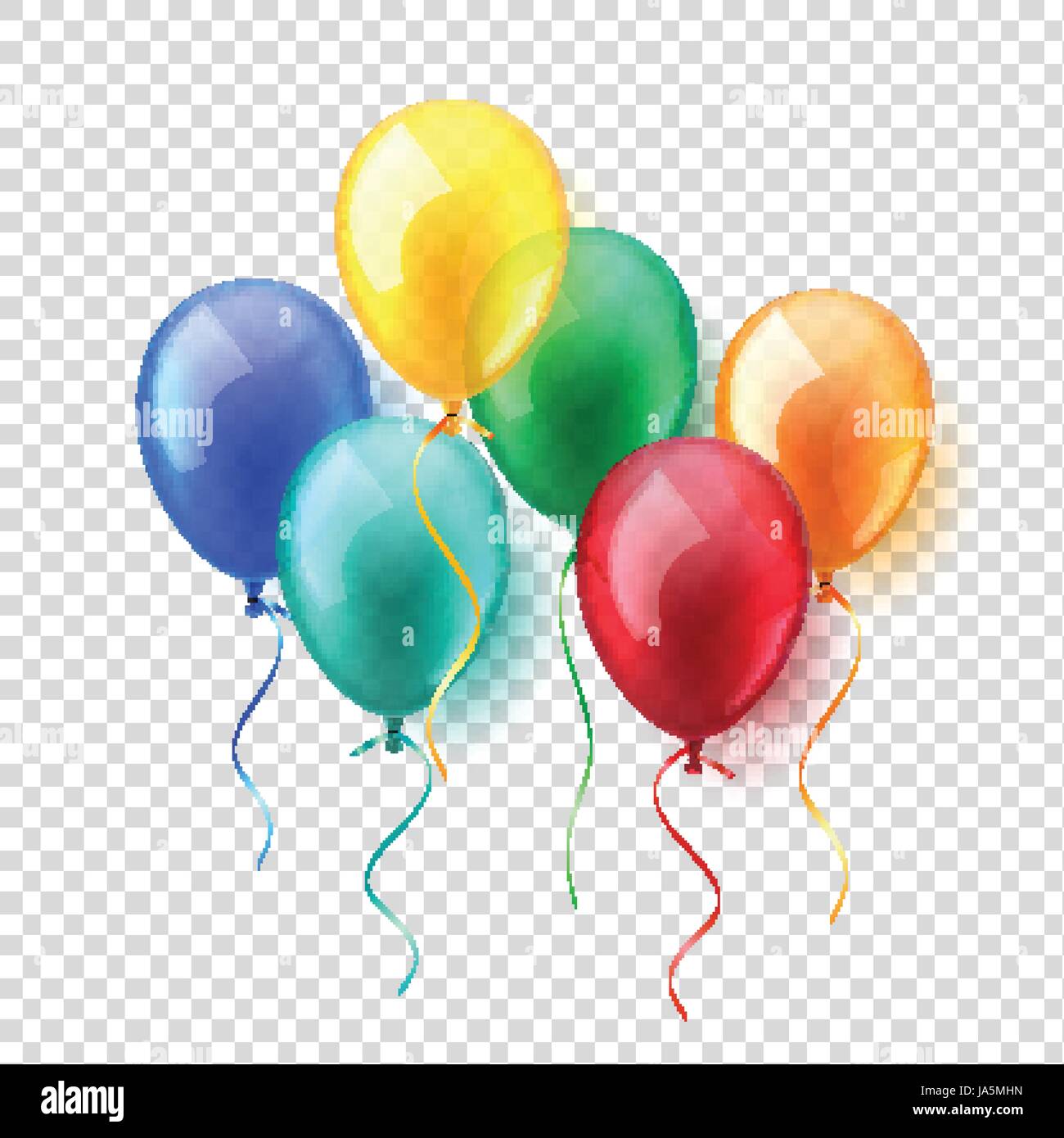 Transparent Isolated Realistic Colorful Glossy Flying Air Balloons set ...