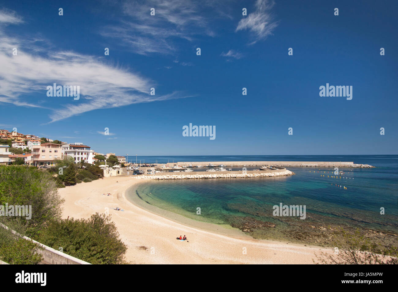 Centrale beach near the port, Cala Gonone, Dorgali,Sardinia Stock Photo