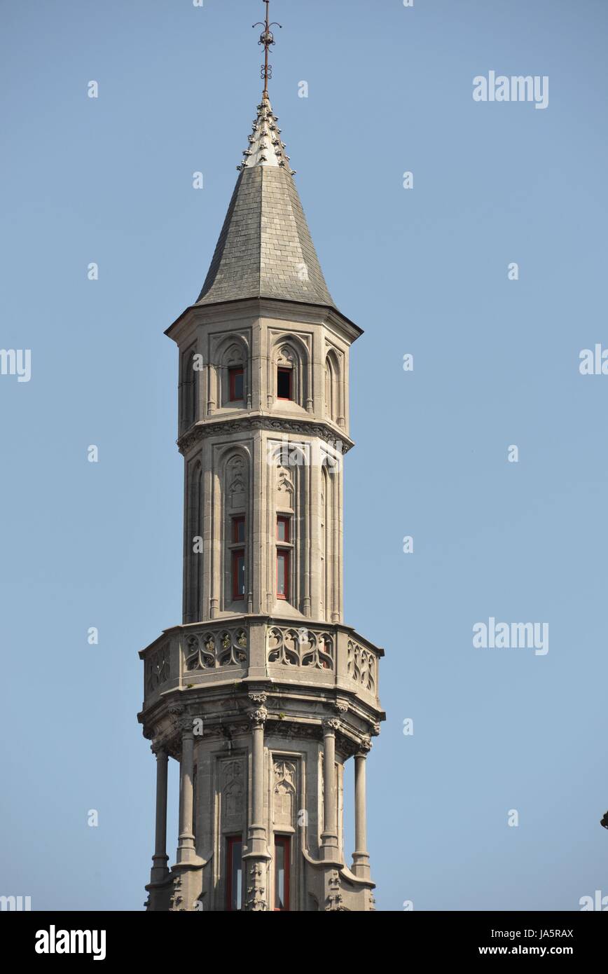 tower, vertical, old, bruges, building, tower, single, historical ...