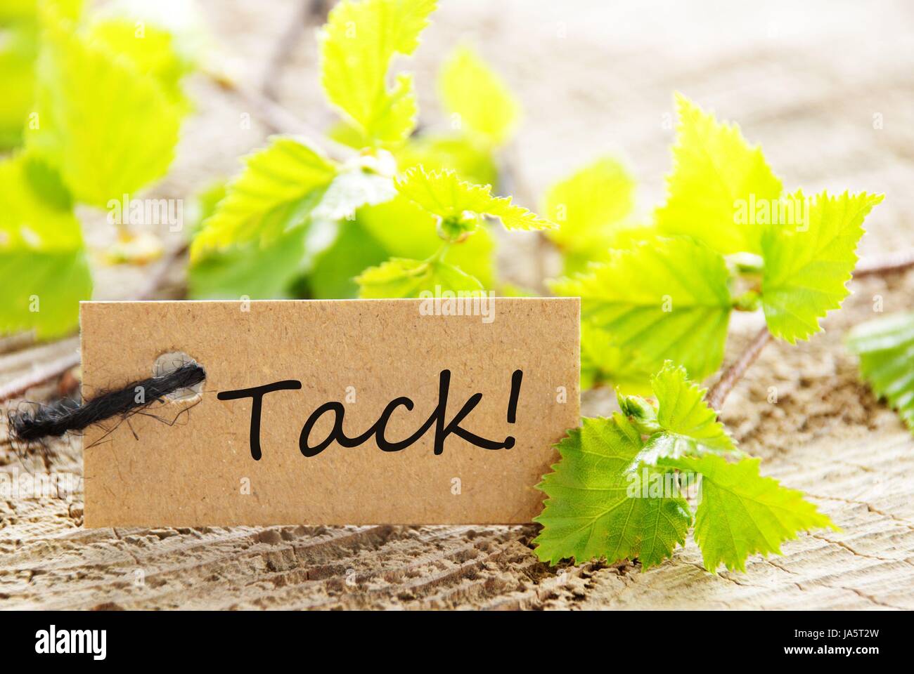 A Label with the Swedish Word Tack Which Means Thanks Stock Photo Alamy