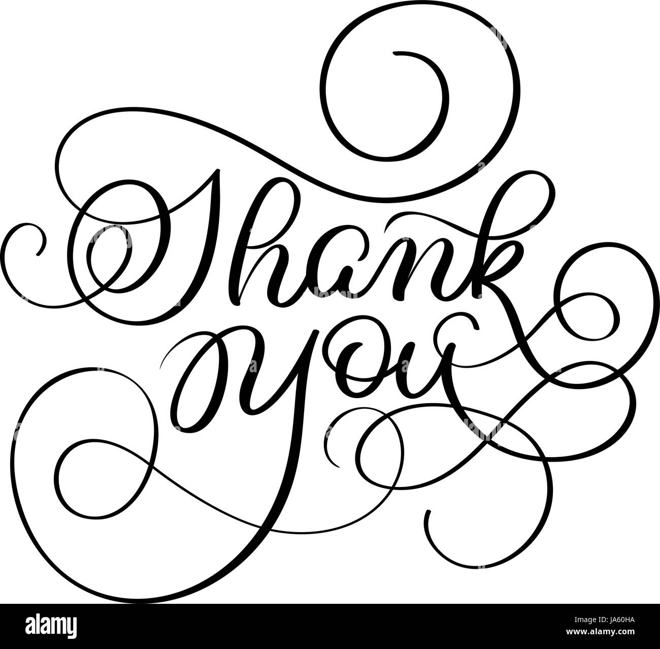 vintage Hand drawn Vector text Thank you on white background ...