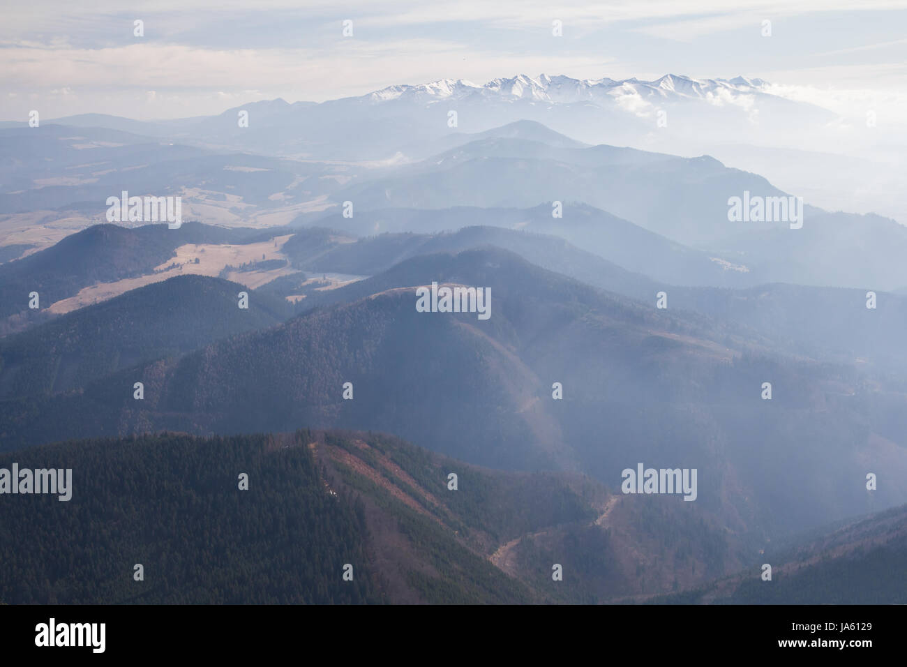 distant mountains aerial view Stock Photo